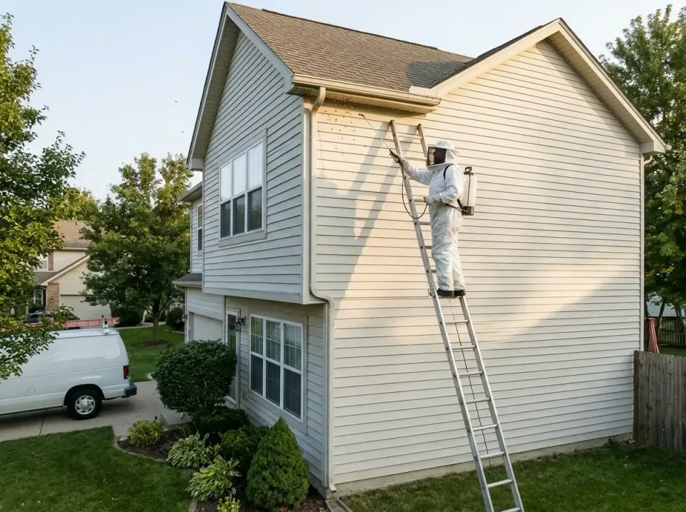 Pest Control Technician — Residential Exterior Pest Control Technician — Residential Exterior